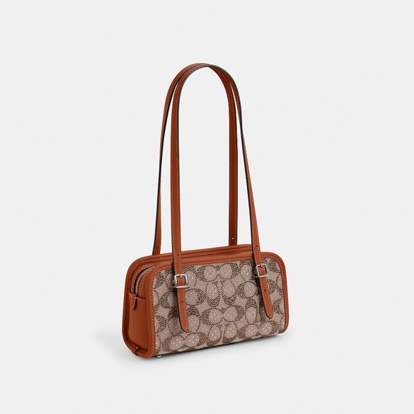 Coach Swing Zip Bag 20 In Crystal Signature Jacquard Purses NWT - Picture 2 of 9